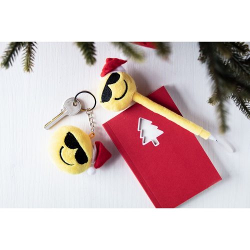 Pix Smiley cu ochelari, design de Craciun, 170 mm, Everestus, 20FEB4774, Plastic, Poliester, Galben, Alb