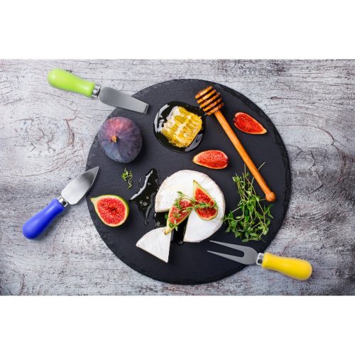 Set 5 cutite pentru branzeturi in suport, 130×150×56 mm, Everestus, 20FEB13359, Otel inoxidabil, Natur, Multicolor