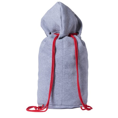 Saculet cu snur tip rucsac, ø260×620 mm, Everestus, 20FEB5717, Poliester, Bumbac, Rosu, Gri