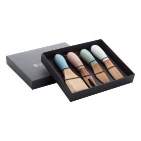   Set 4 cutite pentru branzeturi, 185×30×160 mm, Andre Philippe, 20FEB13349, Bambus, Multicolor