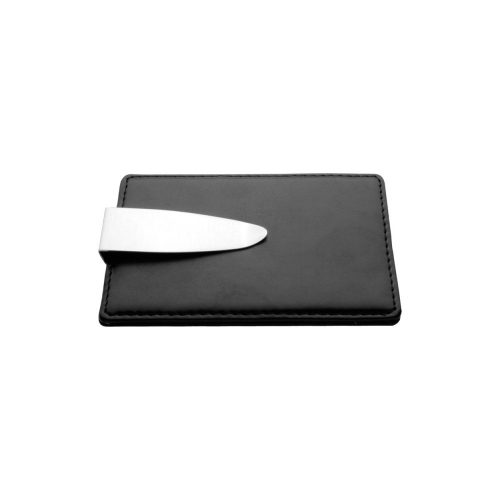 Portcard cu clema metalica, 67×100×8 mm, Everestus, 20FEB4590, Piele ecologica, Metal, Negru, lupa de citit inclusa