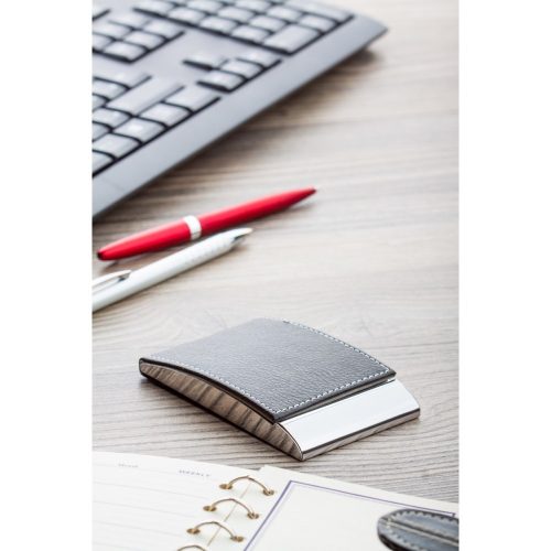 Suport carti de vizita, 96×62×15 mm, Andre Philippe, 20FEB9618, Piele ecologica, Metal, Negru