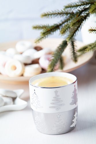 Cana cu design de Craciun, 350 ml, ø85x91 mm, Everestus, 20SEP0167, Portelan, Argintiu