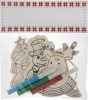 Set decoratiuni Craciun de colorat, 3 piese, Everestus, 20SEP0549, Lemn, Natur, 2 bastonase gonflabile incluse