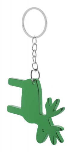 Breloc Ren, design Craciun, 63x55x3 mm, Everestus, 20SEP0240, Aluminiu, Metal, Verde