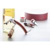 Set 4 accesorii vin in cutie rotunda, ø160×40 mm, Everestus, 20FEB17232, Lemn, Otel inoxidabil, Maro